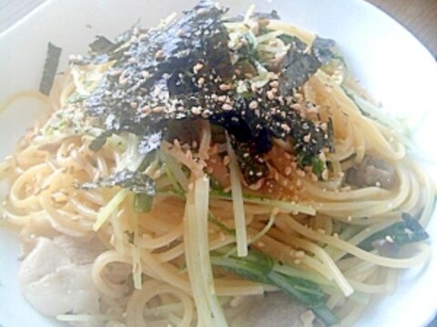 体ポカポカ♪豚肉と水菜のしょうがパスタ☆